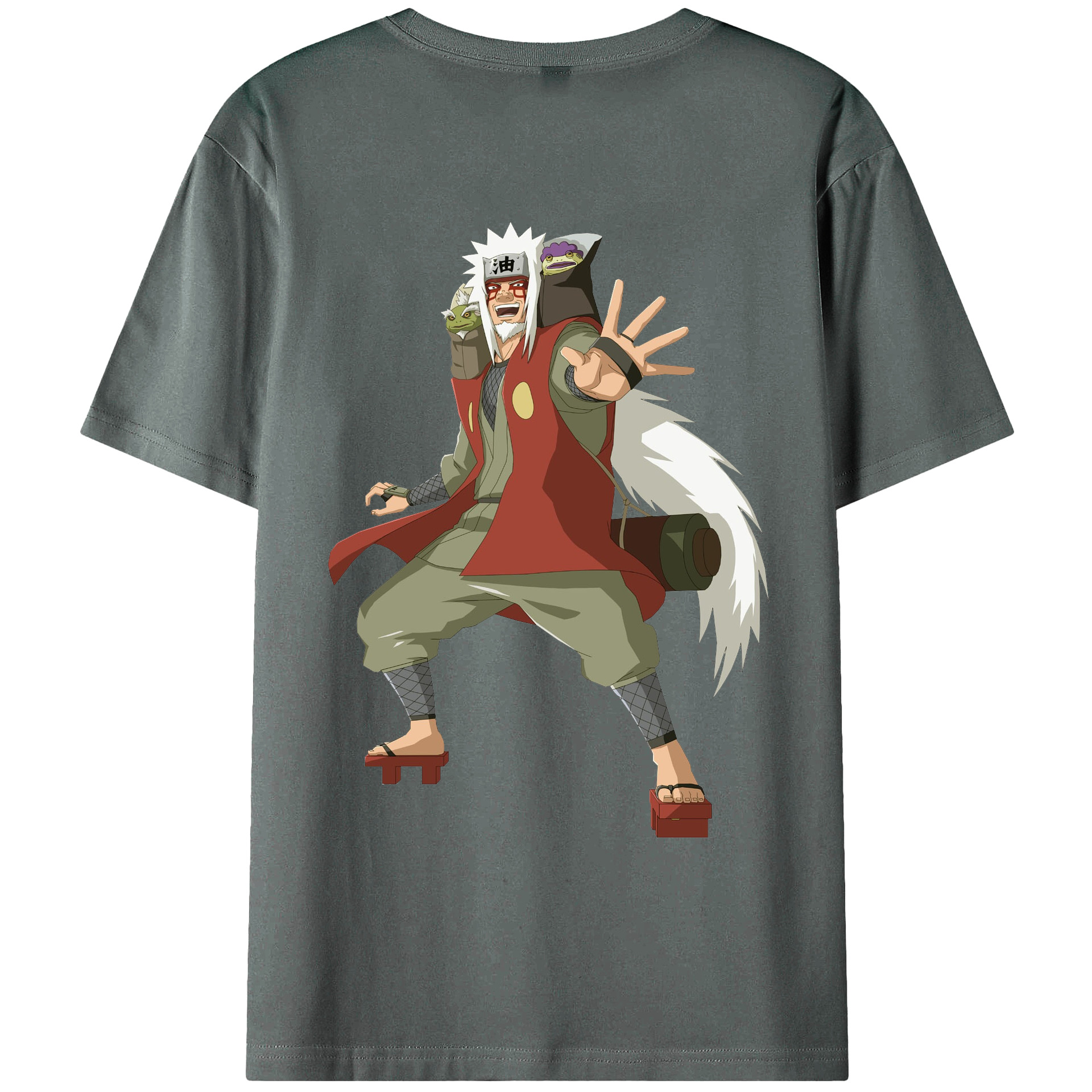 （画像用） NARUTO -ナルト- 自来也（じらいや） Jiraiya 綿100％ メンズ半袖Tシャツ（バックプリント） 通気性